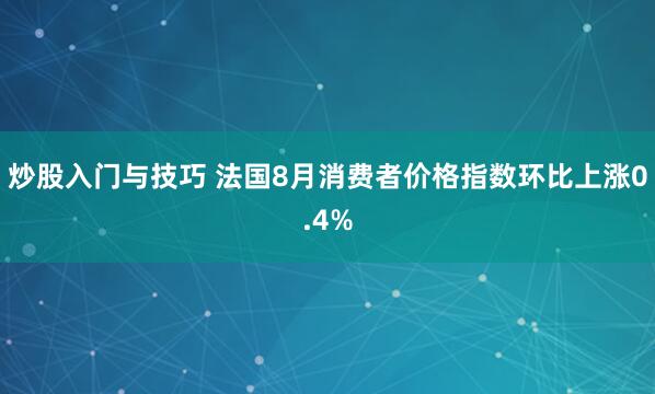 炒股入门与技巧 法国8月消费者价格指数环比上涨0.4%